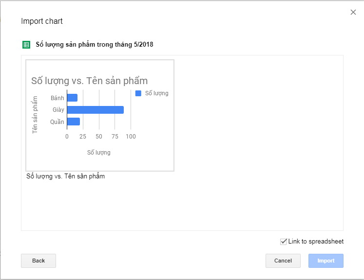 Cách chèn biểu đồ từ Google Sheets 2