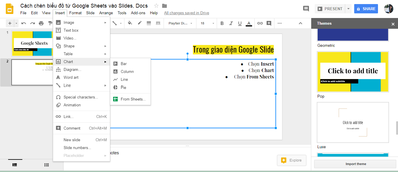 Nhúng biểu đồ từ Google Sheets vào Google Docs và Slides
