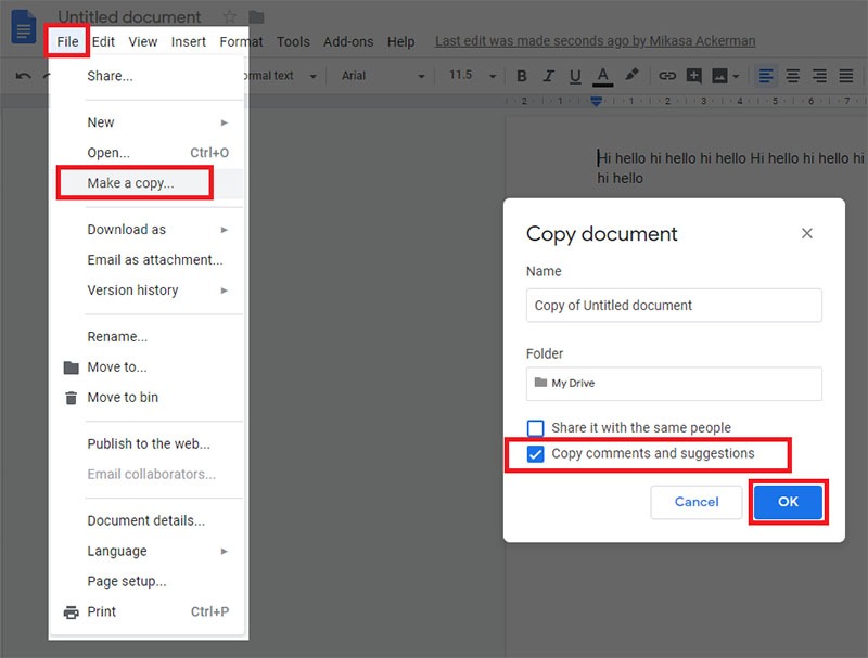 Sao chép các bình luận và gợi ý trên Google Docs, Sheets, Slides 