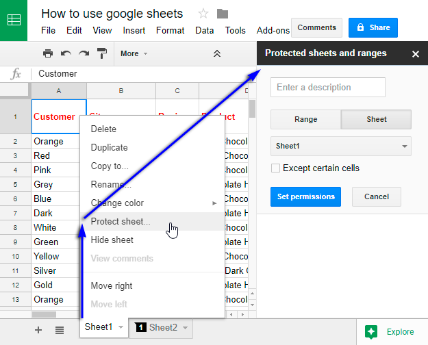 Instructions for restricting access in Google Sheets 3