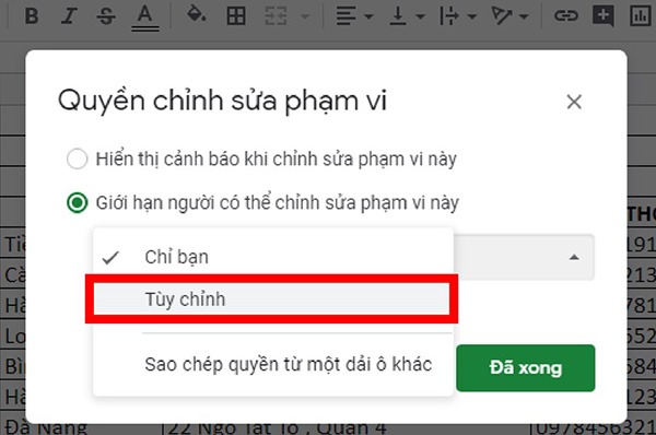 Bảo vệ dữ liệu trong ô