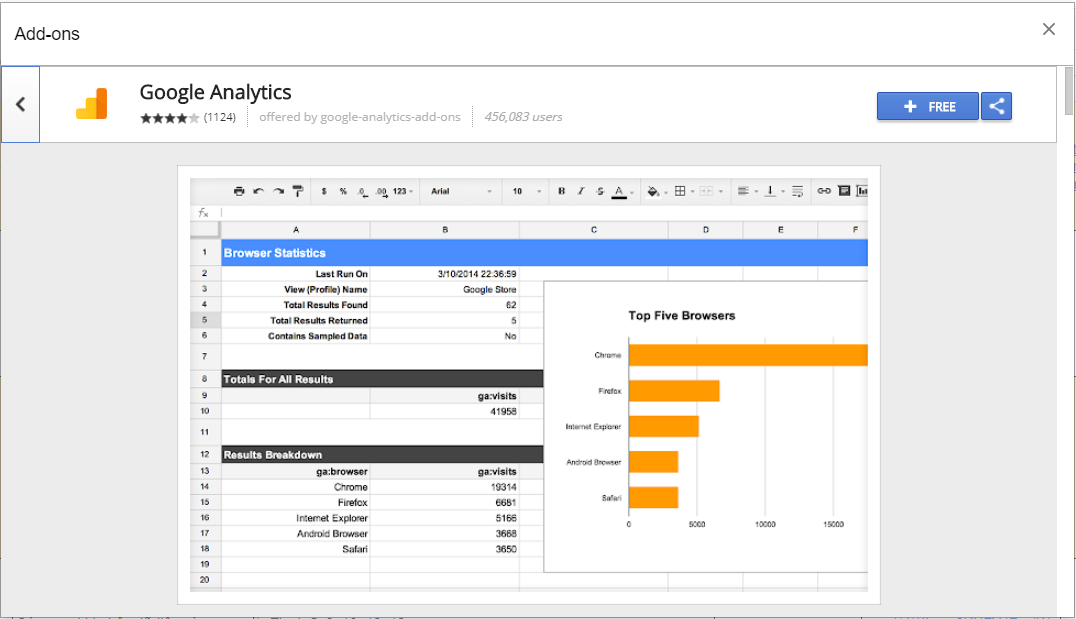 Example: When you install add-ons Analytics 