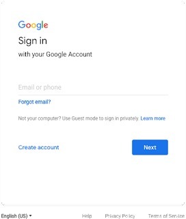 Giao diện đăng nhập cũ của Google