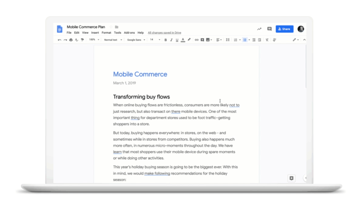 Google Docs suggests editing spelling errors