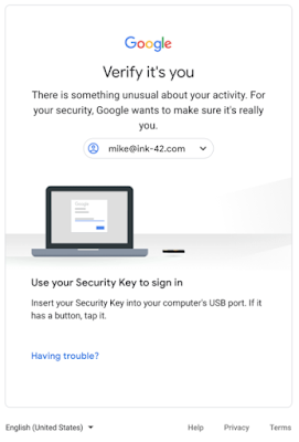 New 2-Step Verification interface on Google Chrome browser