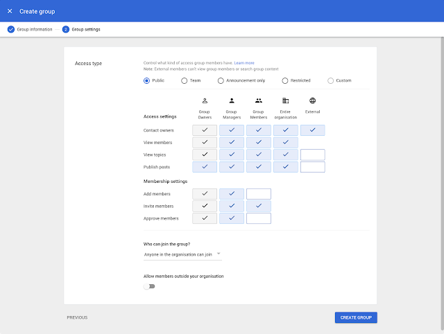 The new card helps to configure correctly on the newly created group