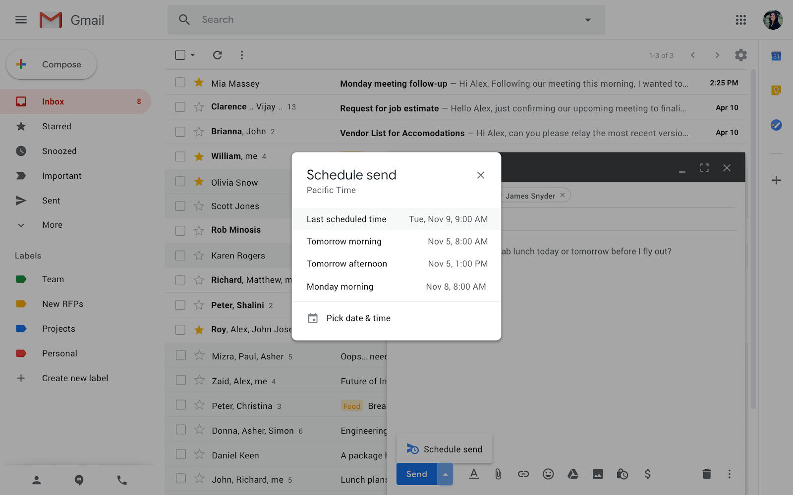 Compose mail and schedule sending with Schedule send in Gmail 2