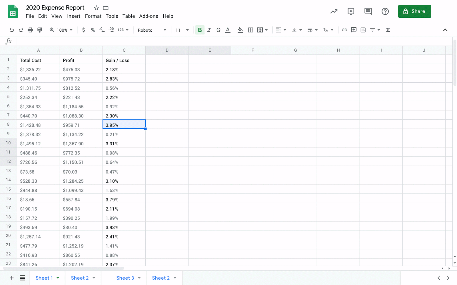 View the edit history of a cell in Sheets