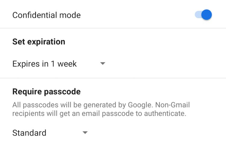 Gmail's self-destructing mail sending feature