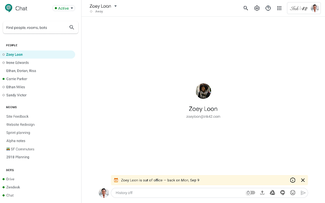 See when someone is away in Gmail and Hangouts Chat