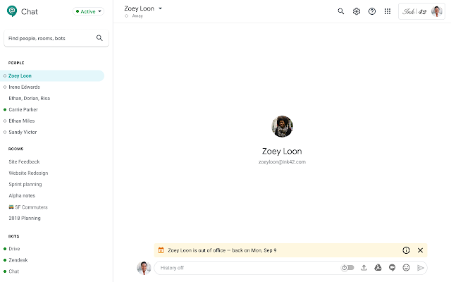 Xem khi ai đó vắng mặt trong Gmail và Hangouts Chat 3