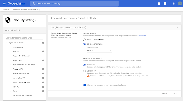 Session duration control for Google Cloud Console and gcloud CLI 1