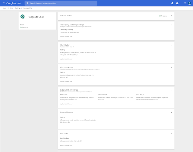 Settings in feature consolidation in the Admin console page 