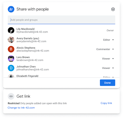 New sharing interface for Google Drive and Docs editor files