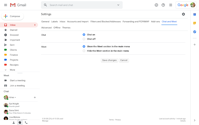 Google allows users to set up or hide Google Meet in Gmail 1