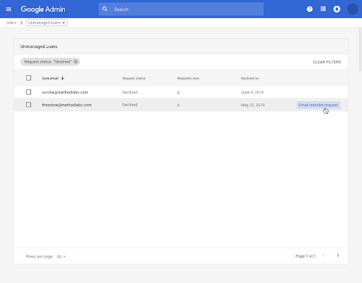 Unmanaged Users Section in the Admin Console