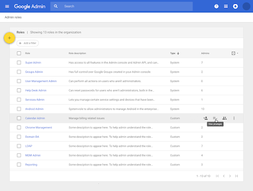 New interface for managing admin roles