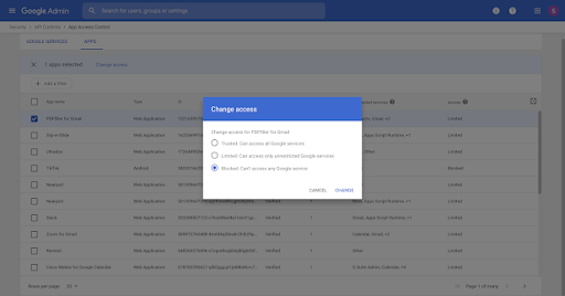 Block apps from accessing G Suite data with app access control 1