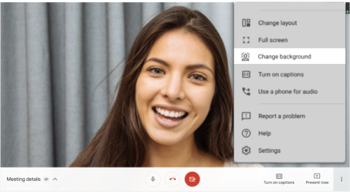 Users can customize the Google Meet background in the meeting