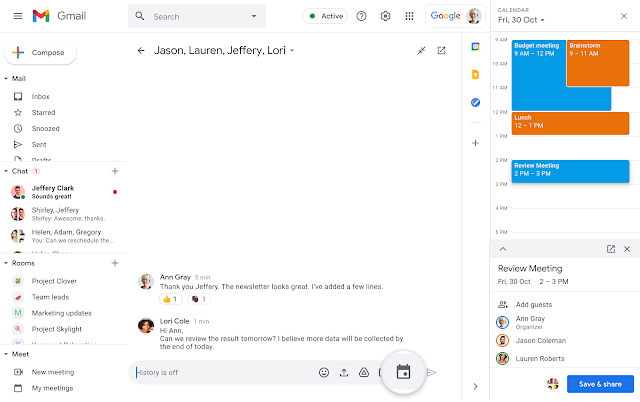 Create a Google Calendar event directly from Google Chat