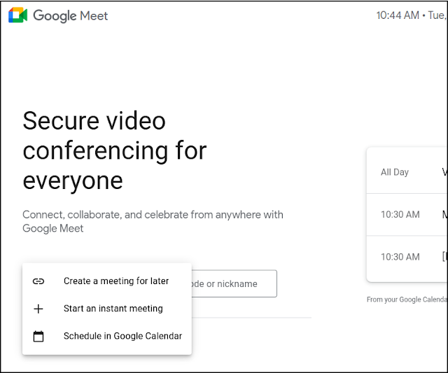 Google Meet supports the option to join the meeting from the homepage
