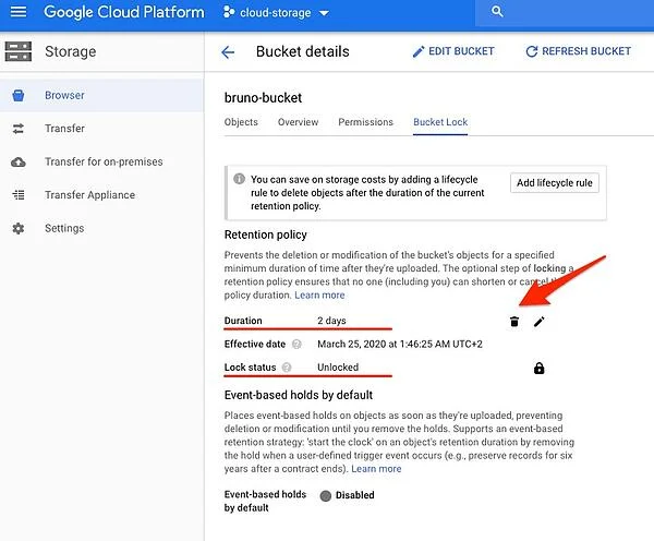 bucket details cloud storage