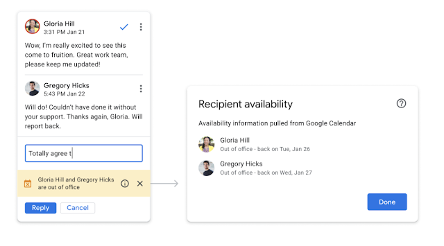Google Docs shows out of office status when mentioning users in comments 2