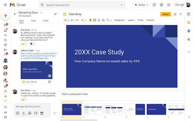 Google Chat: Easily collaborate and share Slides with side-by-side view
