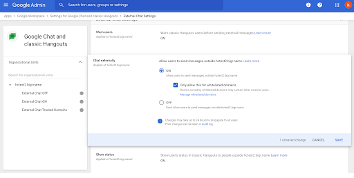 Google Chat: restricting messages from unsafe strangers