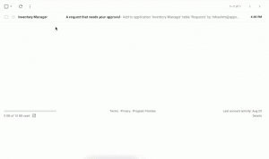 Example of using AppSheet to approve an inventory request in Gmail