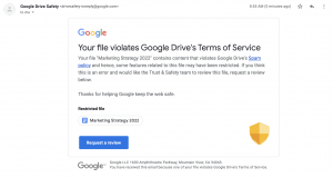 New notifications when Drive content violates Google's policies