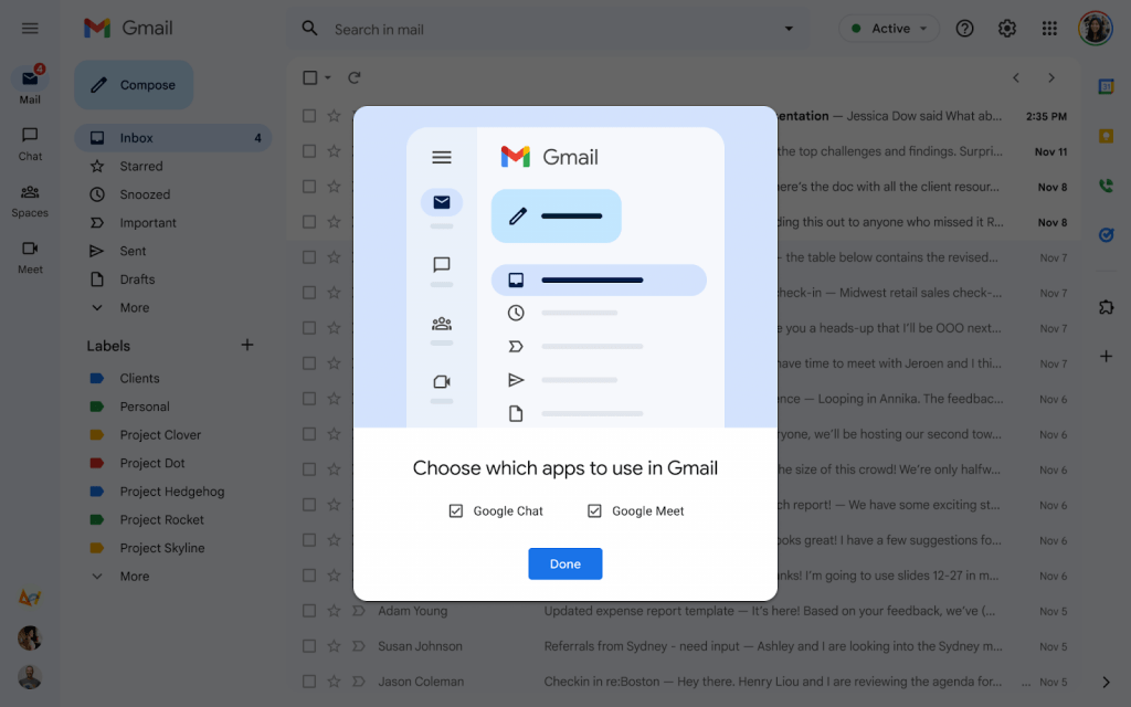 Giao diện Gmail mới dành cho người dùng chỉ dùng Gmail 2