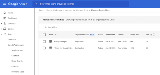 Google allows adding shared drives to specific organizational units 1