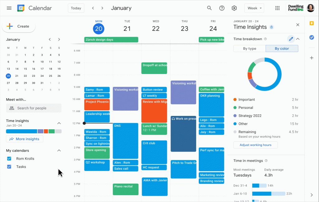 Google Calendar bổ sung phân loại màu mới để giúp bạn biết được cách bạn sử dụng thời gian 1
