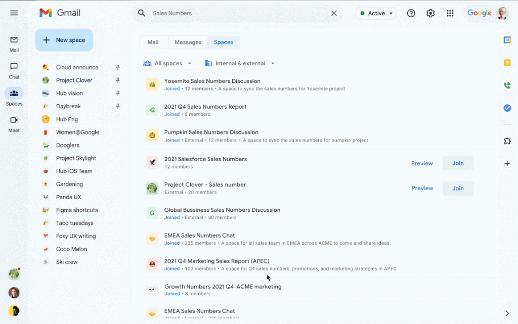 Easily search for Spaces Chat in Gmail 1