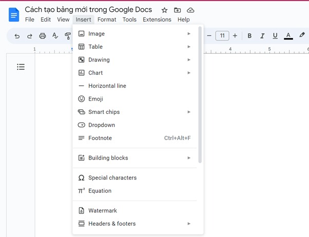 Cách kẻ bảng trong Google Docs 1