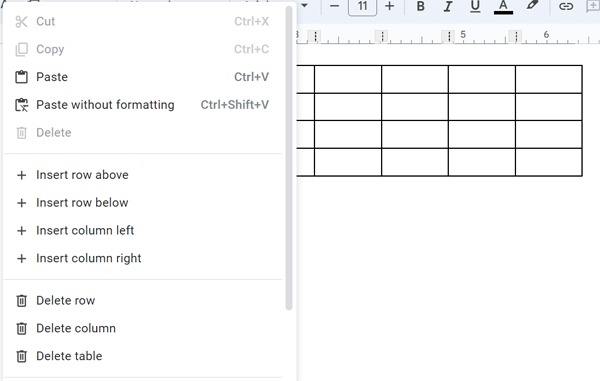 How to draw a table in Google Docs 3