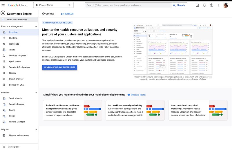 Figure 3 shows the intuitive unified GKE console experience