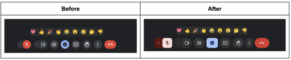 Updated design for meeting controls in Google Meet