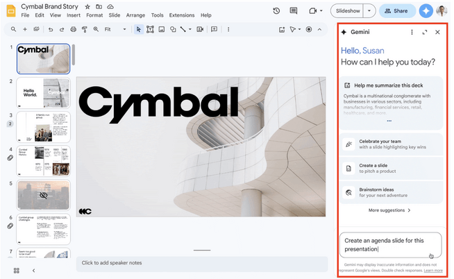 Gemini in the Slides toolbar