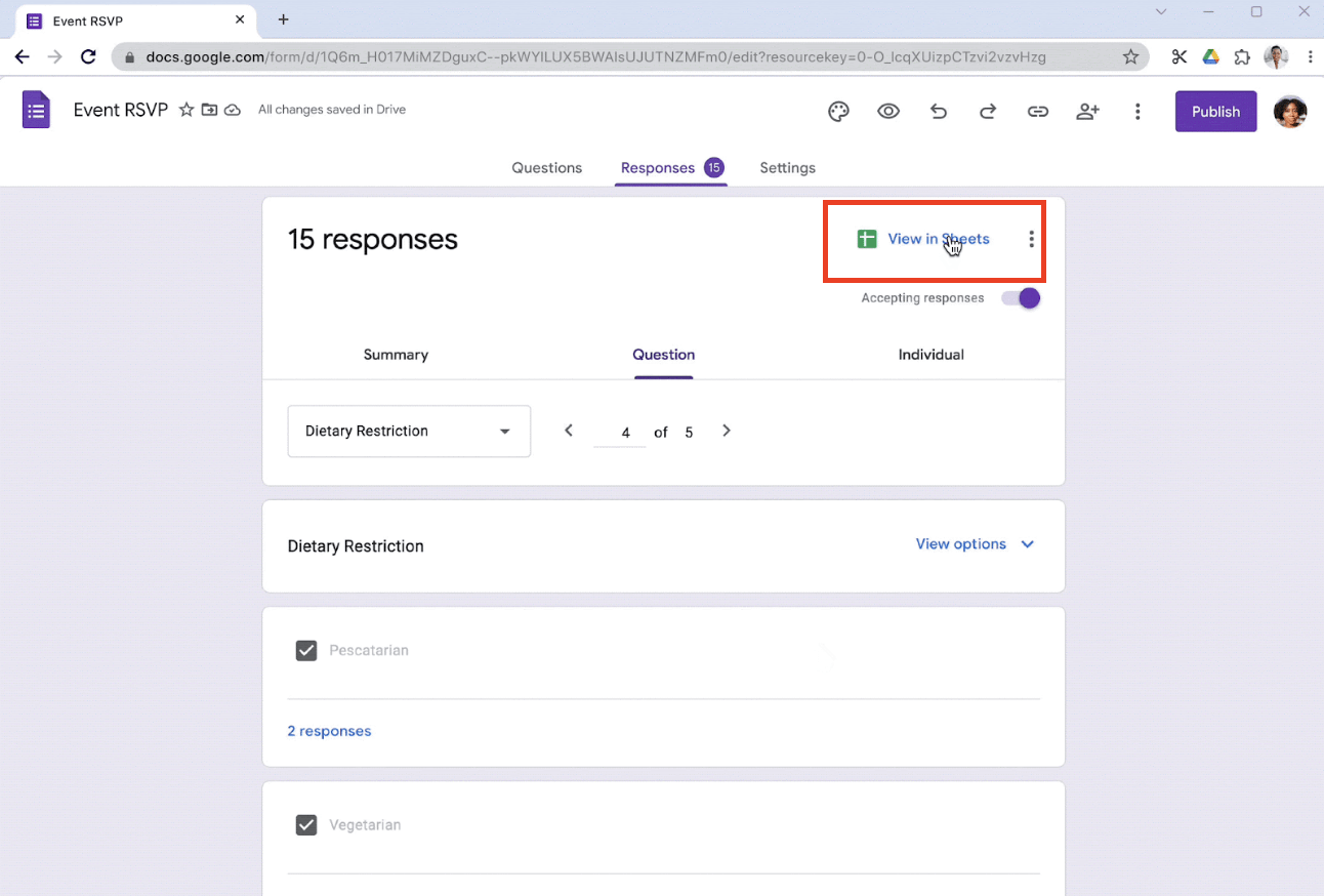 View and structure Google Form data as a table in Google Sheets