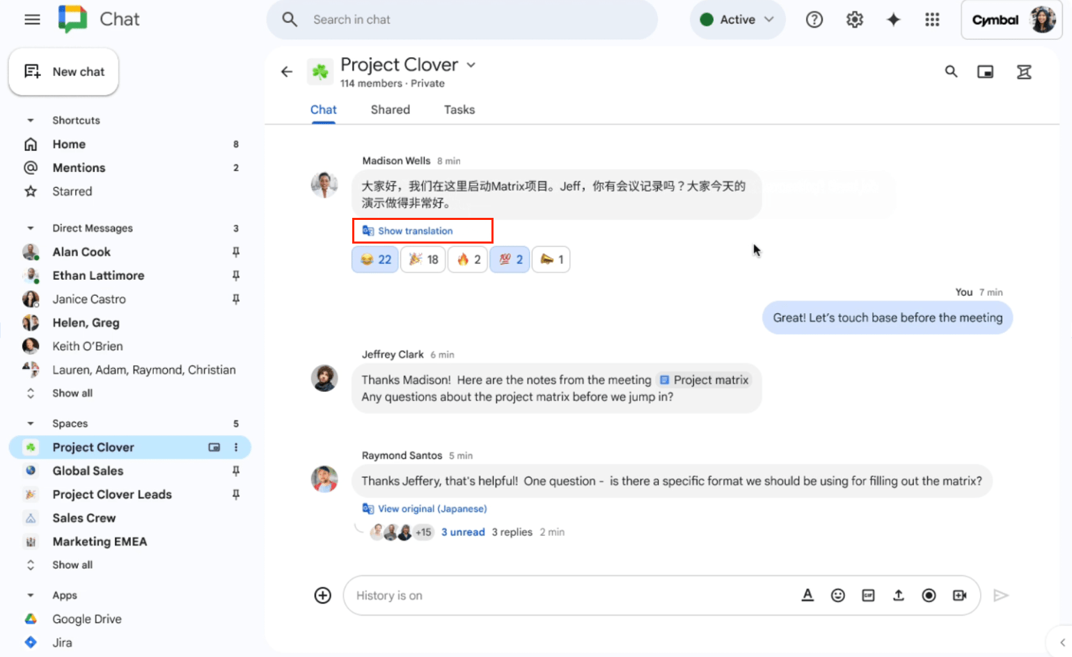 Dịch ngôn ngữ trong Google Chat