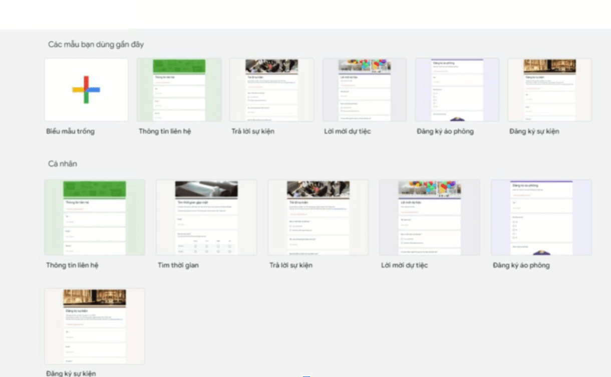 Thư viện biểu mẫu Google Forms